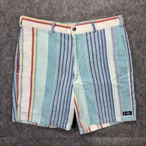 Vintage 1980s Gotcha Shorts Men's‎ 32 Striped Cotton Surf Skate Blue Lightweight